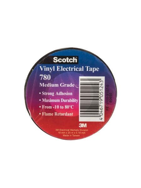 Изолента ПВХ, черная, рулон 19 мм х 20 м х 0,18 мм