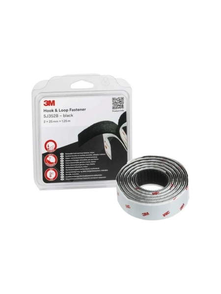 Самоклеящаяся застёжка-липучка 3М SJ352B черная 25мм х 1,25м 7100123266