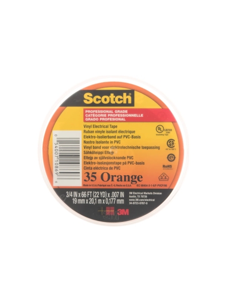 Изолента ПВХ Высшего Класса Scotch® 35, оранжевая, 19 мм х 20 м