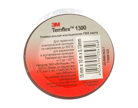 Изолента ПВХ 3М Temflex 1300 коричневая, рулон 15 мм x 10 м 7100081326