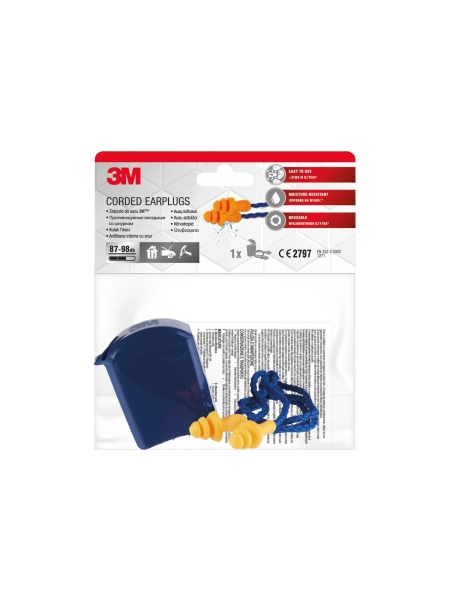 Противошумные многоразовые вкладыши со шнурком 3М, в пластиковом контейнере 7100180079