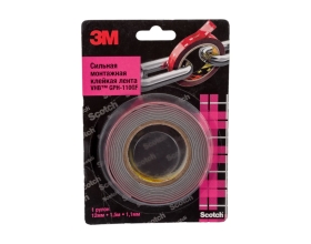 Двусторонняя клейкая лента ЗМ gph 110gf, 12 мм, 1,5 м, 1,1 мм 110GF-12