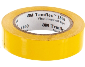Изолента ПВХ 3М Temflex 1300 желтая, рулон 15 мм x 10 м 7100081320