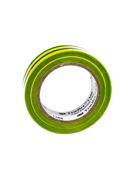 Изолента ПВХ универсальная желто-зелёная, рулон 15 мм x 10 м