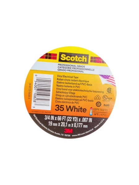 Изолента ПВХ Высшего Класса Scotch® 35, белая, 19 мм х 20 м