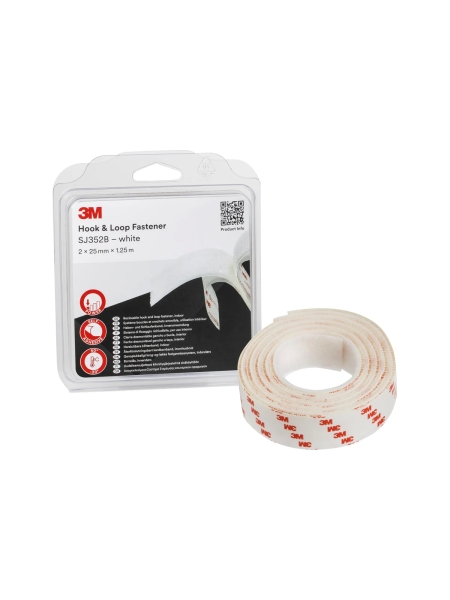 Самоклеящаяся застёжка-липучка 3М SJ352B белая 25 мм х 1,25 м 7100123727