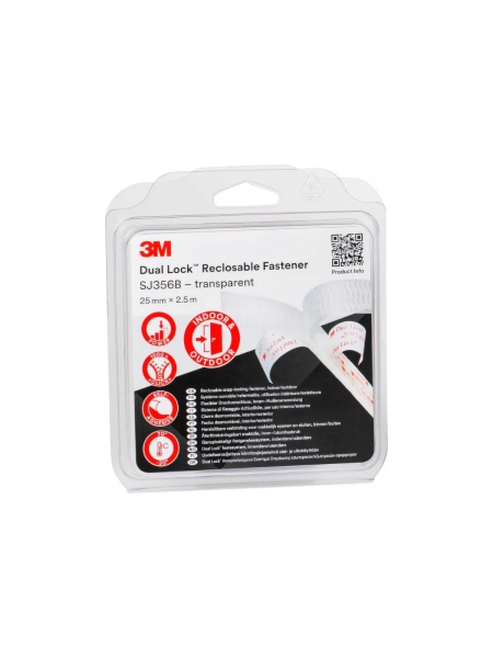 Многоразовая застёжка 3M Dual Lock SJ356B прозрачная, 25 мм х 2,5 м 7100123340