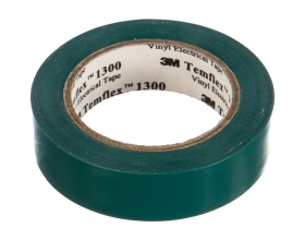 Изолента ПВХ 3М Temflex 1300 зеленая, рулон 15 мм x 10 м 7100081321