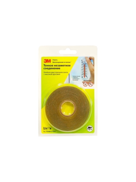 Клейкая двусторонняя лента с высокой адгезией 3М прозрачная, 6 мм х 15 м 93020 4687202916153