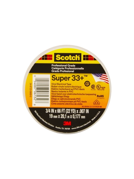 Изолента ПВХ морозостойкая высшего класса SCOTCH SUPER 33, рулон 19 мм х 20 м