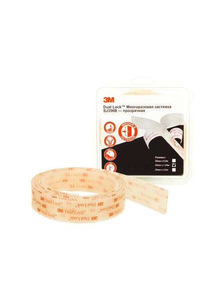 Многоразовая застежка 3М прозрачная, Dual Lock, 25 мм х 1,25 м 4687202299973