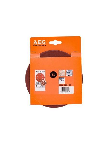 Лист шлифовальный на бумажной основе (5 шт; 150 мм; G180) AEG 4932430458