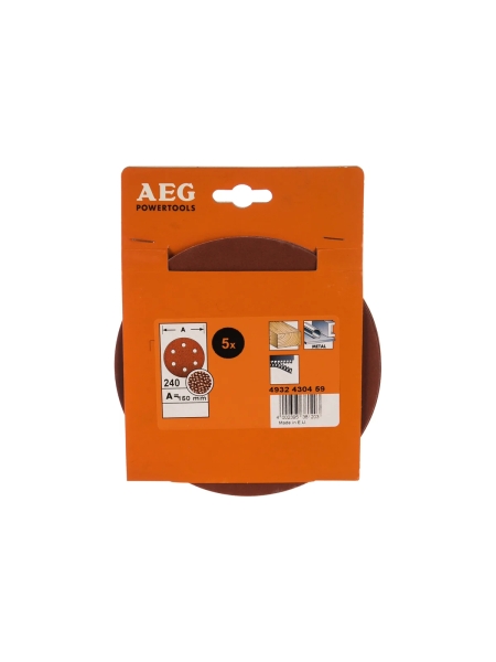 Лист шлифовальный на бумажной основе (5 шт; 150 мм; G240) AEG 4932430459