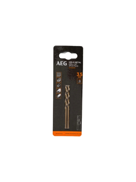 Сверло по металлу HSS-G (2 шт; 3.5х39х70 мм) AEG AAKHSSG035 4932479307
