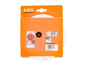 Лист шлифовальный на бумажной основе (5 шт; 150 мм; G80) AEG 4932430456