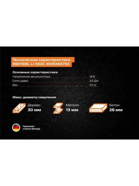 Аккумуляторный бесщеточный перфоратор AEG BBH18BL LI-502C 4935464753