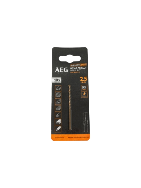 Сверло по металлу HSS-Co (2.5х30х57 мм) AEG AAKHSSCBT2-5 4932479324