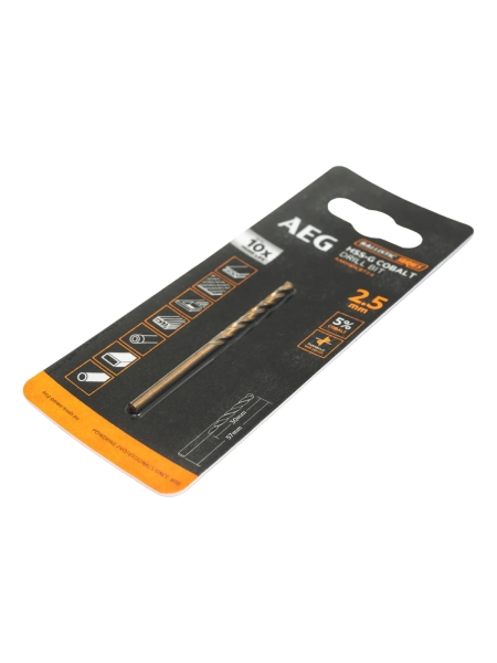 Сверло по металлу HSS-Co (2.5х30х57 мм) AEG AAKHSSCBT2-5 4932479324