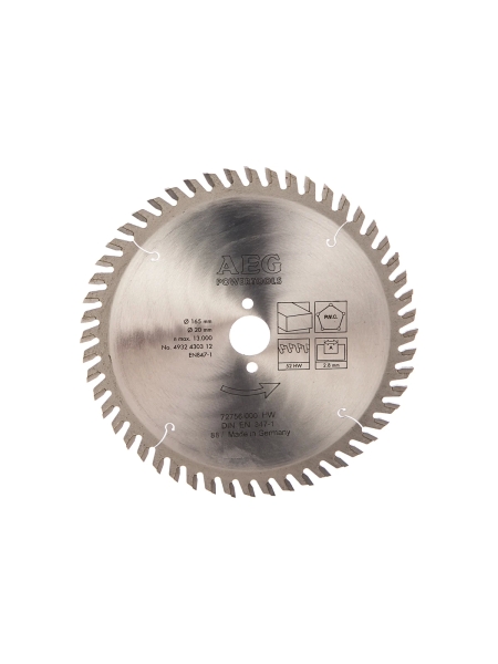 Диск пильный по дереву (165x20 мм; 52Z) AEG 4932430312