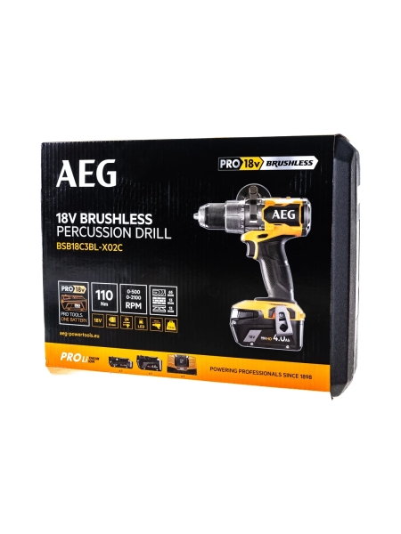 Бесщеточная аккумуляторная ударная дрель-шуруповерт AEG 18В BSB18C3BL-X02C 4935478937