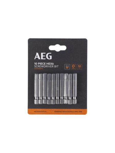 Биты 10 шт, Hex 6, 50 мм AEG ASDH65010 4932479528