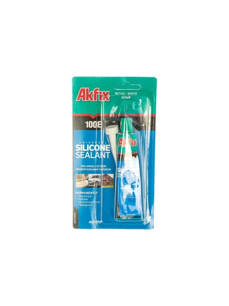 Универсальный силиконовый герметик Akfix 100E белый, 50 мл SA112
