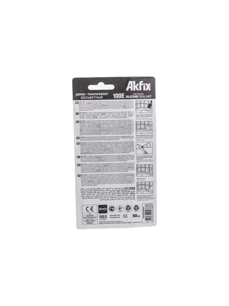 Универсальный силиконовый герметик Akfix 100E прозрачный, 50 мл SA111