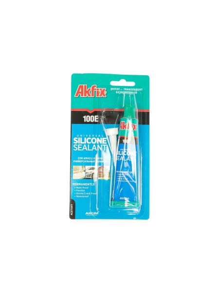 Универсальный силиконовый герметик Akfix 100E прозрачный, 50 мл SA111