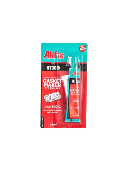 Термостойкий силиконовый герметик Akfix HT300 красный, 50 мл SA215