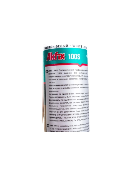 Санитарный герметик для кухни и ванной Akfix 100S, белый, 280 мл SA032