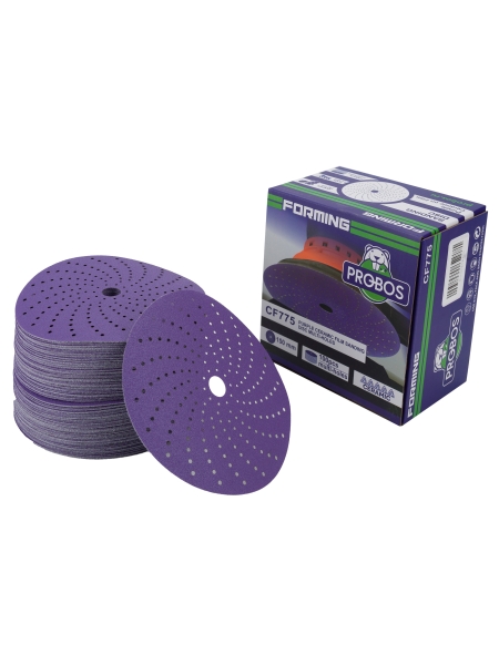 Круг шлифовальный c мультипылеотводом Purple P120, CERAMIC FILM Hookit CF775, 150 мм, 10 шт PROBOS 77586825