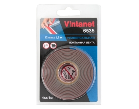 Монтажная клейкая двусторонняя лента Vintanet 6535, универсальная, 12 мм х 1,5 м 12MMX1,5M