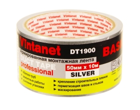 Монтажная армированная лента VINTANET DT1900 базовая, серебряная, 50 мм, 10 м DT19005010S