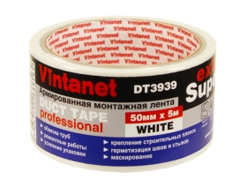 Монтажная армированная лента Vintanet DT3939 ЭКСТРА СУПЕР, белая, 50 мм х 5 м DT3939505W