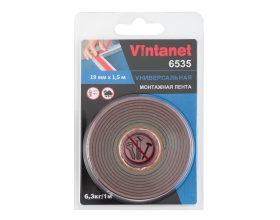 Монтажная клейкая двусторонняя лента Vintanet 6535, универсальная, 19 мм х 1,5 м 19MMX1,5M