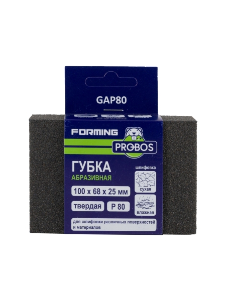 Губка абразивная шлифовальная Forming прямоугольный профиль 100x68x25 мм, P80 PROBOS GAP80