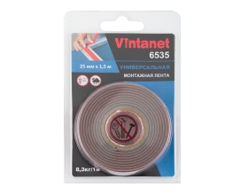 Монтажная клейкая двусторонняя лента Vintanet 6535, универсальная, 25 мм х 1,5 м 25MMX1,5M