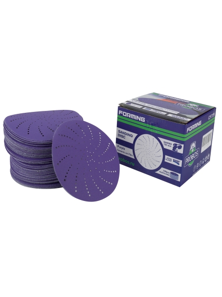 Круг шлифовальный c мультипылеотводом Purple P180, CERAMIC FILM Hookit CF775, 125 мм, 10 шт PROBOS 77564264