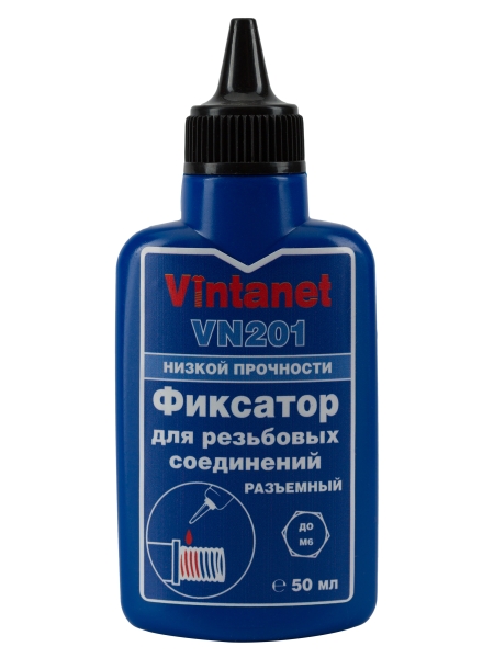 Фиксатор для резьбовых соединений, низкопрочный, анаэробный VINTANET VN201, 50 мл VN20150ML