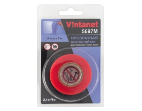 Двусторонняя лента на ПЭТ основе Vintanet 5697М прозрачная, влагостойкая, 19 мм х 5 м 5697M 19MMX5M
