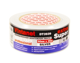 Монтажная армированная лента Vintanet DT3939 ЭКСТРА СУПЕР, серебряная, 50 мм х 25 м DT39395025S