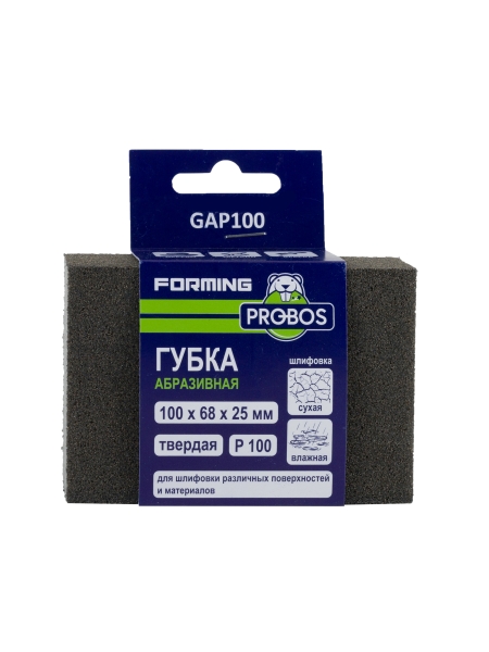 Губка абразивная шлифовальная Forming прямоугольный профиль 100x68x25 мм, P100 PROBOS GAP100
