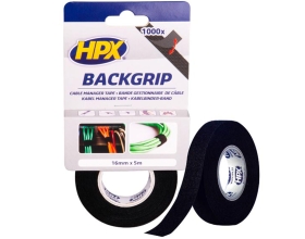 Лента-липучка для бандажа кабелей BACKGRIP 16мм х 1,25мм х 5м черная