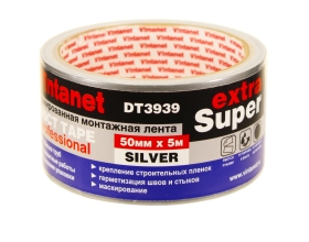 Монтажная армированная лента Vintanet DT3939 ЭКСТРА СУПЕР, серебряная, 50 мм х 5 м DT3939505S
