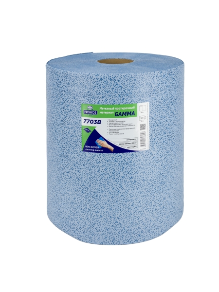 Нетканый протирочный материал PROBOS GAMMA 7703B, 70 г/м2, голубой, V-тиснение, 32x36см, 500л/рулон 7703B500