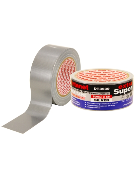 Монтажная армированная лента Vintanet DT3939 ЭКСТРА СУПЕР, серебряная, 50 мм х 5 м DT3939505S