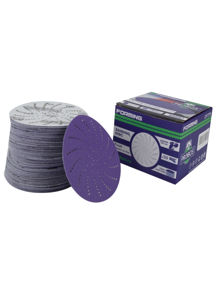 Круг шлифовальный c мультипылеотводом Purple P80, CERAMIC FILM Hookit CF775, 125 мм, 10 шт PROBOS 77586822