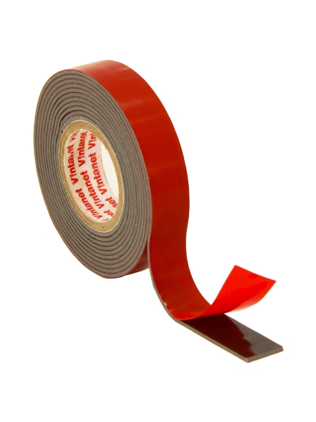 Монтажная сверхсильная клейкая двусторонняя лента Vintanet VN1146, цвет черный, 12 мм х 1,5 м VN11461215