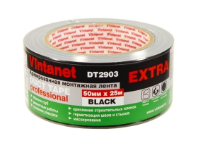 Монтажная армированная лента VINTANET DT2903 ЭКСТРА, черная, 50 мм, 25 м DT29035025B