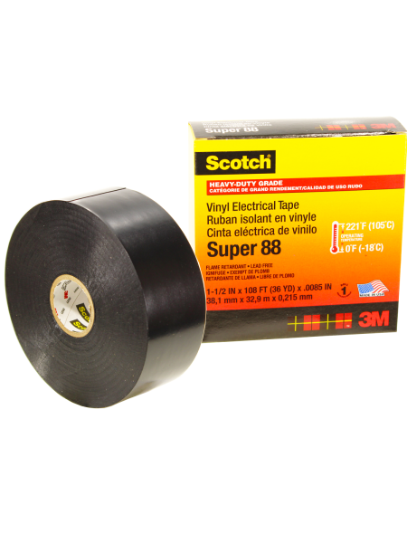 Изолента ПВХ, высшего класса SCOTCH SUPER 88, рулон 38 мм х 33 м х 0,22 мм